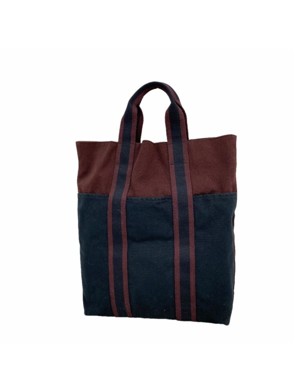 Hermes Tote Bag Fourre Tout Cabas Canvas Bordeaux Black